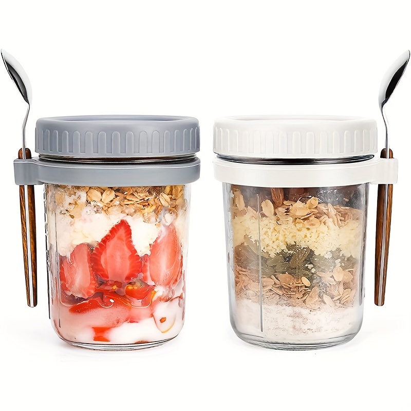 Overnight Oat Jar - 1 st/2 stks Glazen Havermout Beker,