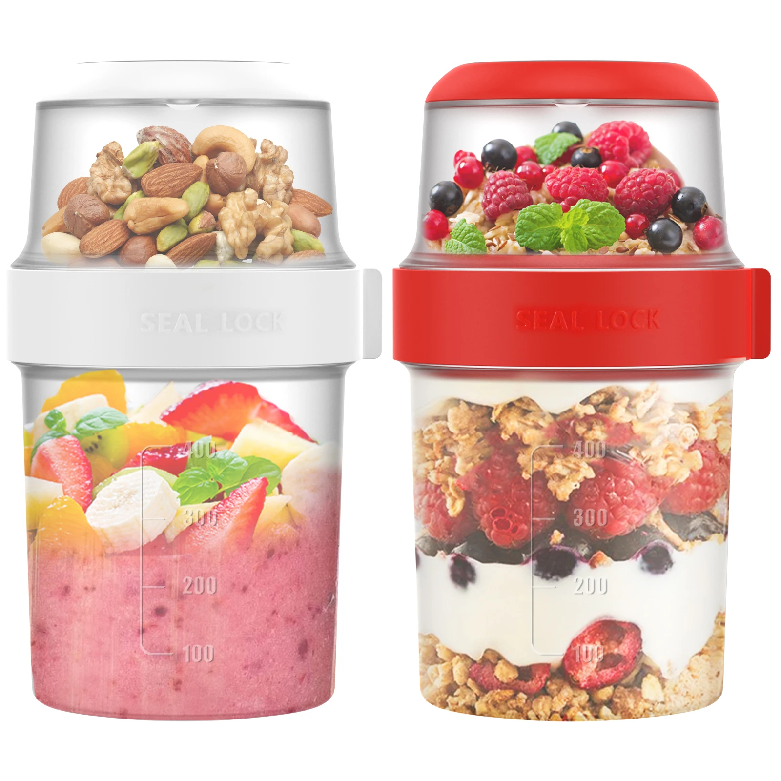 Overnight Oat Jar - 2 Stuks Ontbijt Cups Herbruikbare Take