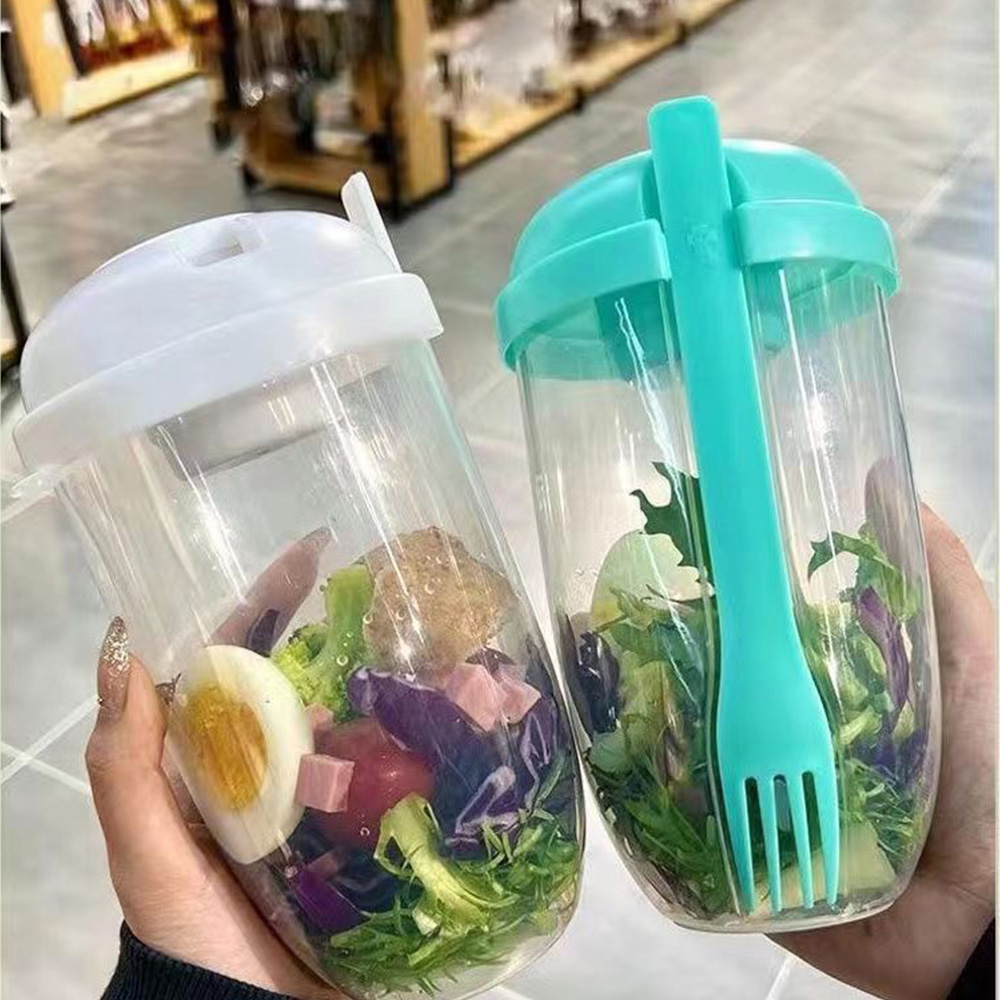 Meal Preparation - 1 Stuk Wit/Groen Draagbare Fles Salade
