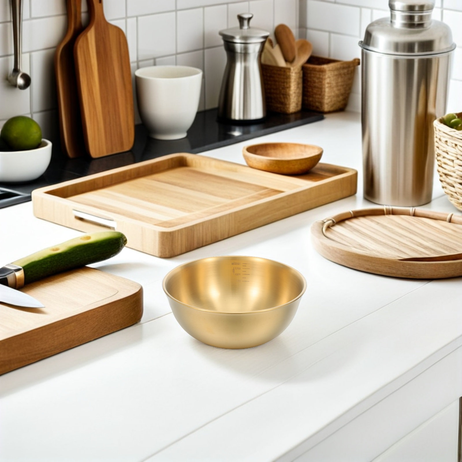 Meal Prep Bowl - Roestvrijstalen mengkom met maatverdeling, 2100 ml,