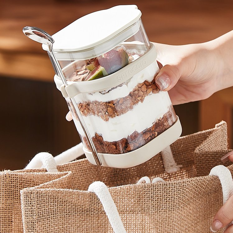 Overnight Oat Jar - Glazen Overnight Oats Beker met Lepel
