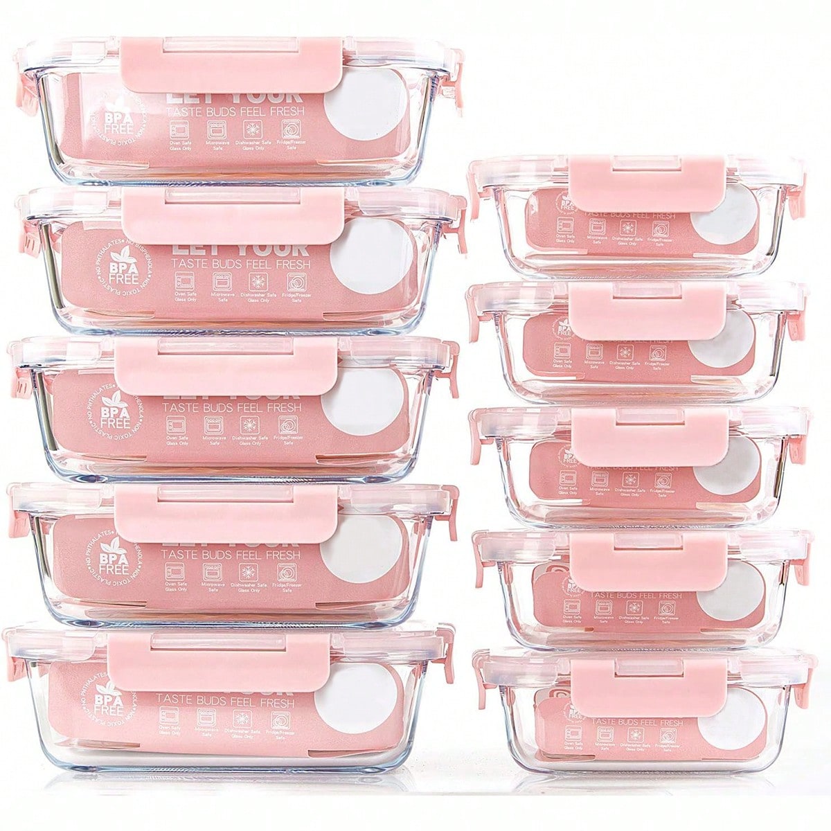 Meal Preparation - 10-delige glazen voorraaddozen voor maaltijdvoorbereiding, voedselbewaarcontainers