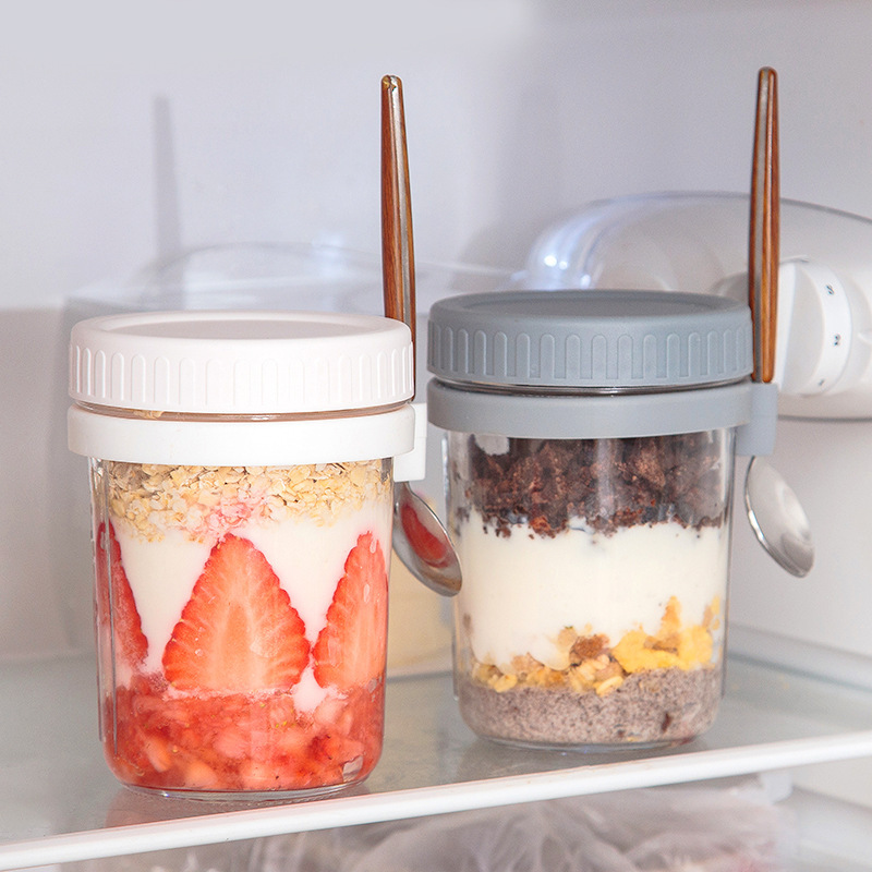 Overnight Oat Jar - 1 stuks Overnight Oats Container Melk