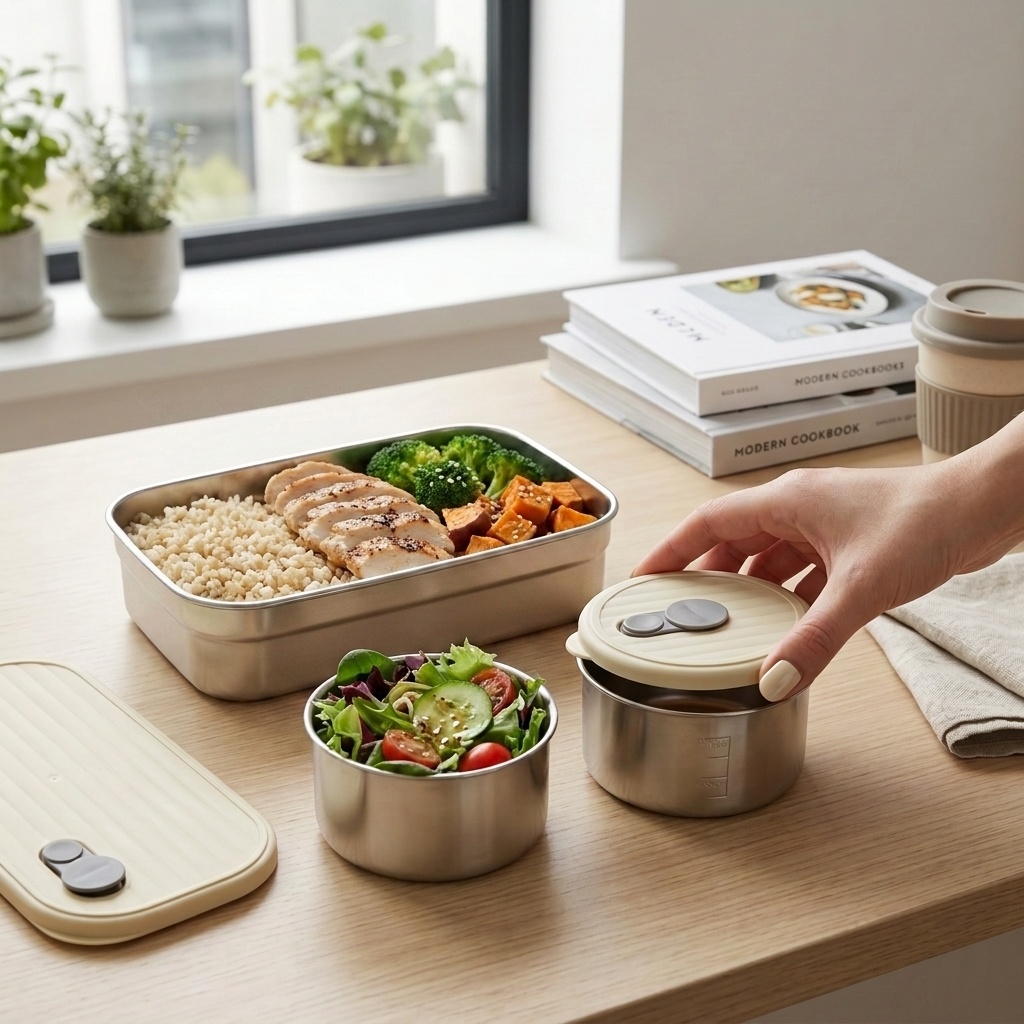 Meal Preparation - Magnetronbestendige 304 roestvrijstalen bento box set,