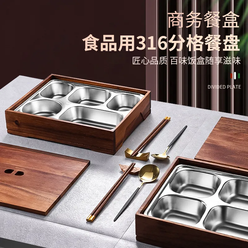 Meal Prep Korean Food - Zwarte Walnoot Bento Box met Verdeeld