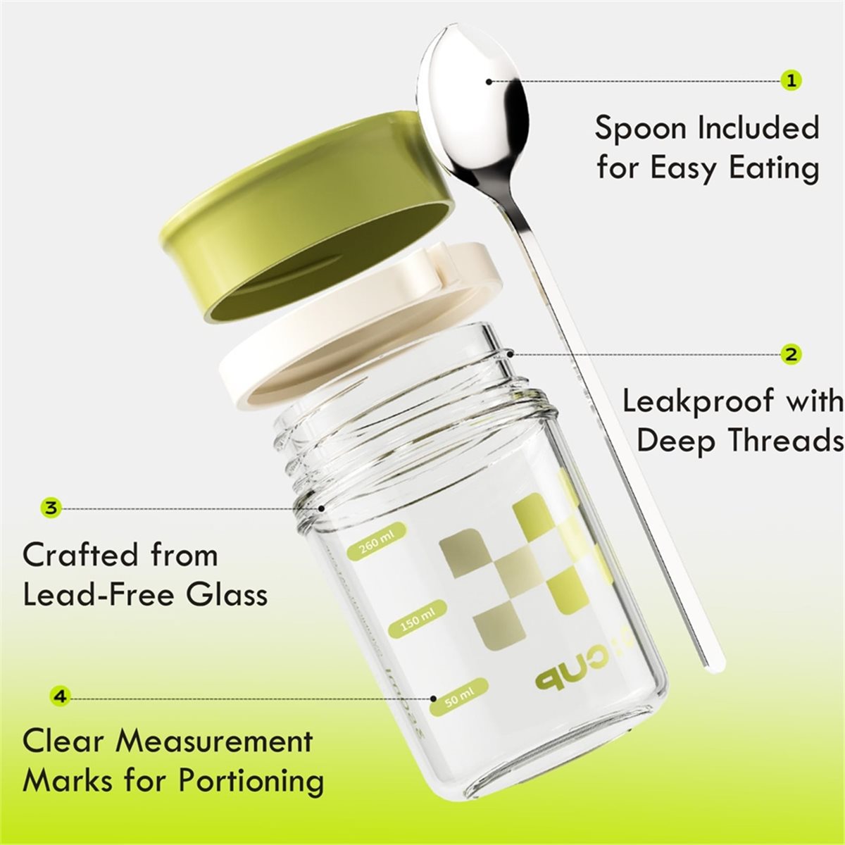 Overnight Oat Jar - A67T NIEUW 4-pack Overnight Oats potjes,