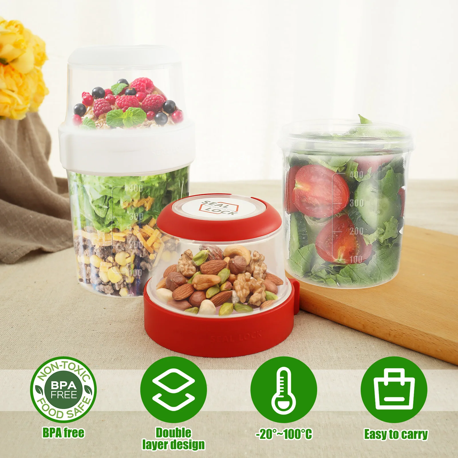 2 Stuks Ontbijt Cups Herbruikb - Overnight Oat Jar recensie en prijs