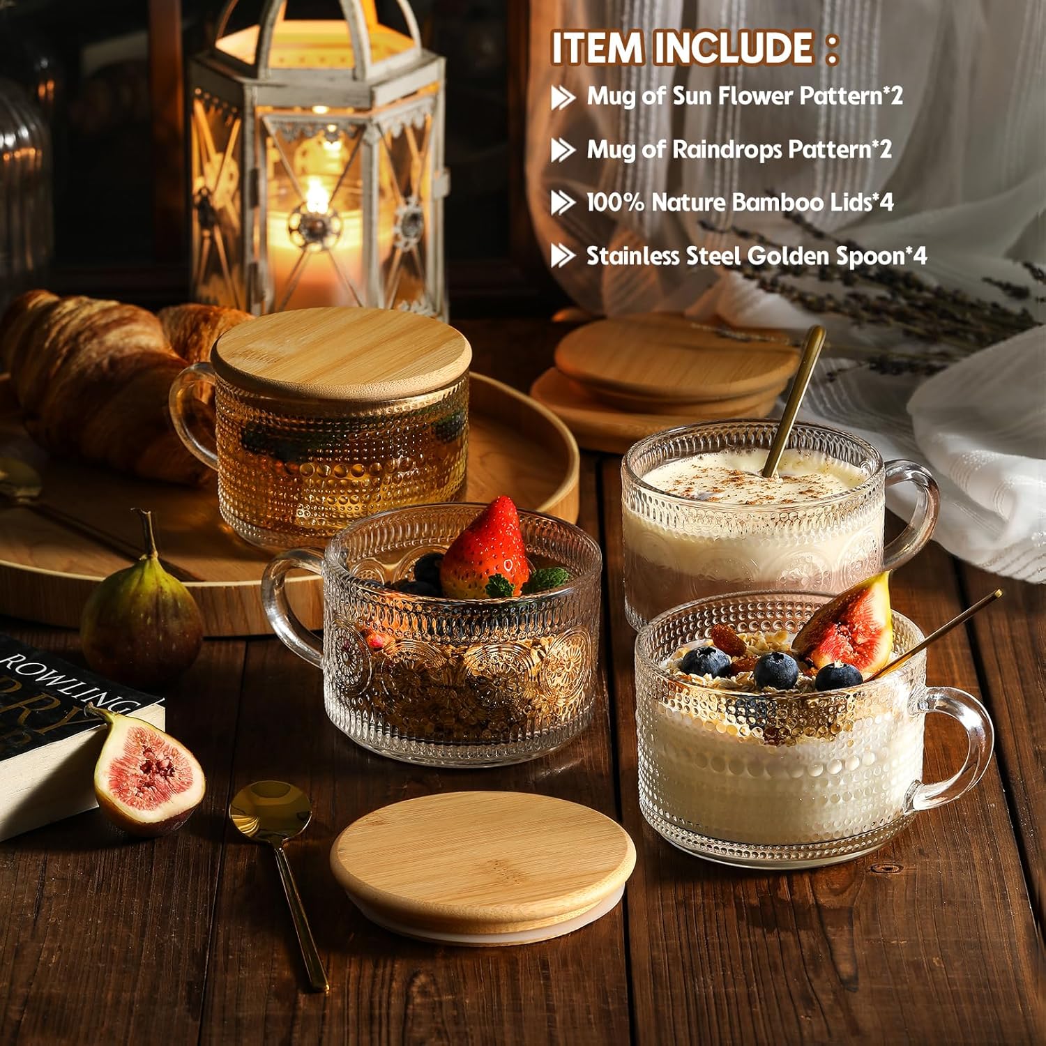 4-delige vintage koffiekopjes  - Overnight Oat Jar recensie en prijs