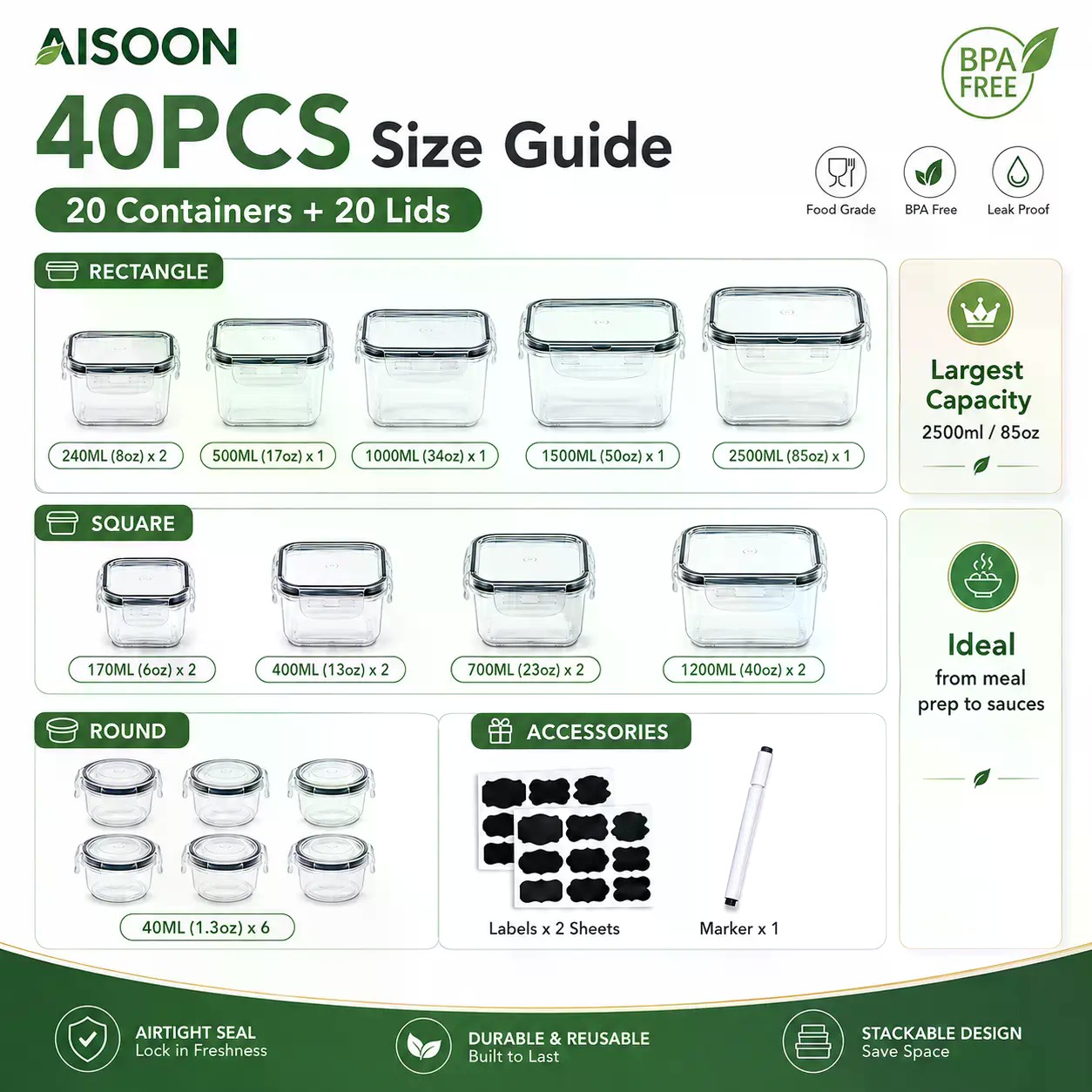 40 stuks extra grote 85oz sili - Meal Prep Bowl recensie en prijs