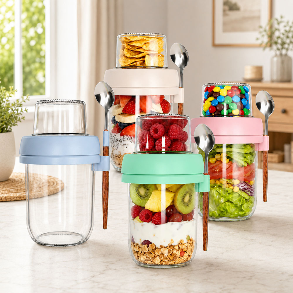 Transparante glazen yoghurtbek - Overnight Oat Jar recensie en prijs