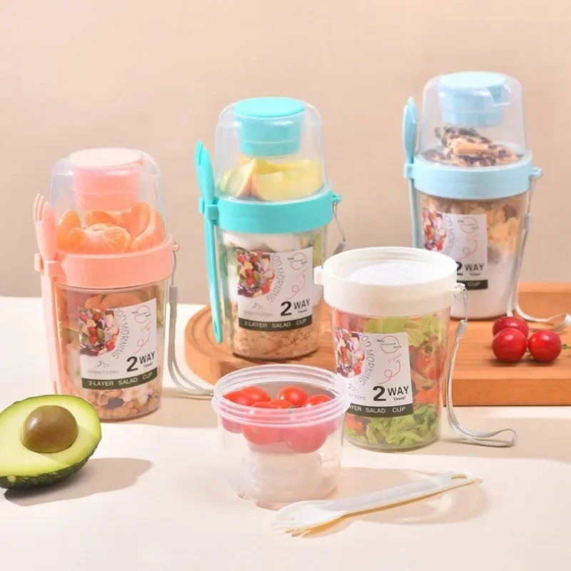 Draagbare Saladebeker Dubbele  - Meal Preparation recensie en prijs