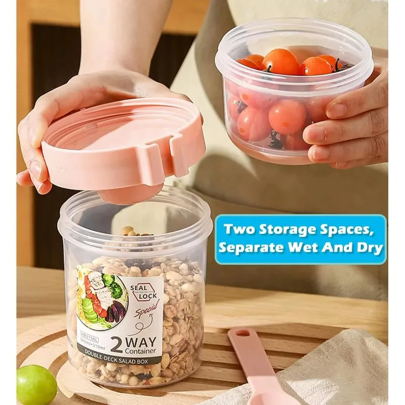 Draagbare Saladebeker Dubbele  - Meal Preparation recensie en prijs