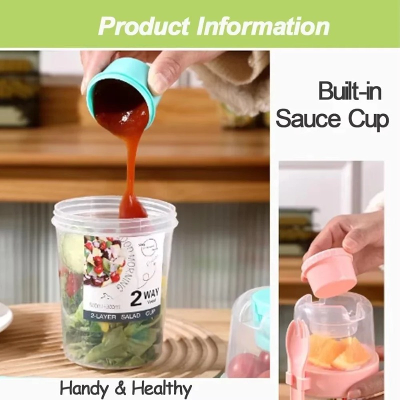 Draagbare Saladebeker Dubbele  - Meal Preparation recensie en prijs